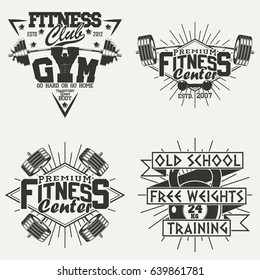 Set of Vintage t-shirt graphic designs,  grange print stamps, fitness typography emblems,  gym sports logo Creative design, Vector