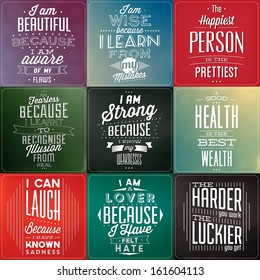 Set Of Vintage Typographic Backgrounds / Motivational Quotes / Retro Colors With Calligraphic Elements