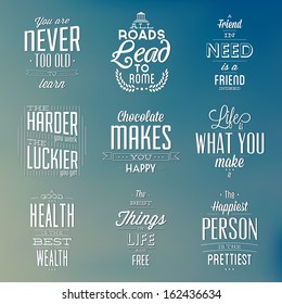 Set Of Vintage Typographic Backgrounds / Motivational Quotes / Retro Calligraphic Elements