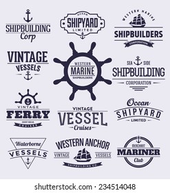 Set Of Vintage Typographic Nautical Badges And Labels