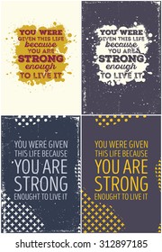 Set Of Vintage Typographic posters with motivational quote, inspirational saying