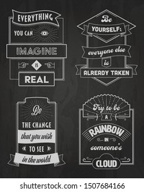Set of vintage typography quotes. Creative design template. Chalk design. Vector illustration