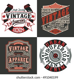 Set of Vintage typography, t-shirt graphics, apparel stamps, tee print designs, vector