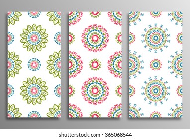 Set vintage universal different seamless eastern patterns (tiling). Endless texture can be used for wallpaper, web page background, surface clothes, scrapbooking, cardmaking. Retro geometric ornament.