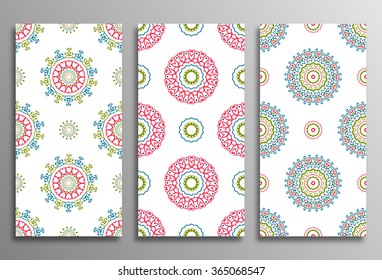 Set vintage universal different seamless eastern patterns (tiling). Endless texture can be used for wallpaper, web page background, surface clothes, scrapbooking, cardmaking. Retro geometric ornament.