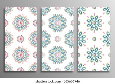 Set vintage universal different seamless eastern patterns (tiling). Endless texture can be used for wallpaper, web page background, surface clothes, scrapbooking, cardmaking. Retro geometric ornament.
