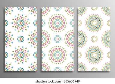 Set vintage universal different seamless eastern patterns (tiling). Endless texture can be used for wallpaper, web page background, surface clothes, scrapbooking, cardmaking. Retro geometric ornament.