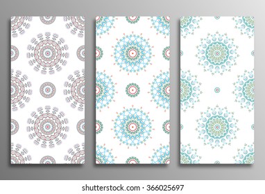 Set vintage universal different seamless eastern patterns (tiling). Endless texture can be used for wallpaper, web page background, surface clothes, scrapbooking, cardmaking. Retro geometric ornament.