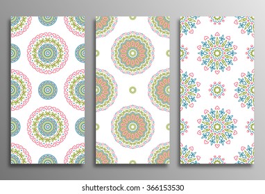 Set vintage universal different seamless eastern patterns (tiling). Endless texture can be used for wallpaper, web page background, surface clothes, scrapbooking, cardmaking. Retro geometric ornament.