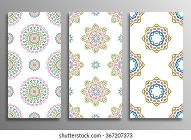 Set vintage universal different seamless eastern patterns (tiling). Endless texture can be used for wallpaper, web page background, surface clothes, scrapbooking, cardmaking. Retro geometric ornament.