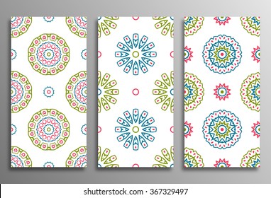 Set vintage universal different seamless eastern patterns (tiling). Endless texture can be used for wallpaper, web page background, surface clothes, scrapbooking, cardmaking. Retro geometric ornament.