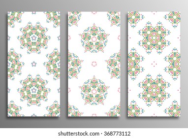 Set vintage universal different seamless eastern patterns (tiling). Endless texture can be used for wallpaper, web page background, surface clothes, scrapbooking, cardmaking. Retro geometric ornament.