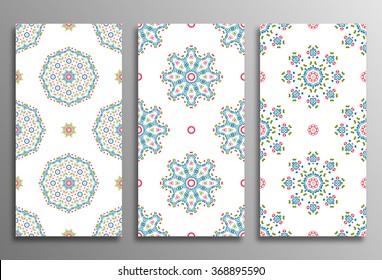 Set vintage universal different seamless eastern patterns (tiling). Endless texture can be used for wallpaper, web page background, surface clothes, scrapbooking, cardmaking. Retro geometric ornament.