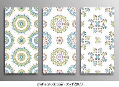 Set vintage universal different seamless eastern patterns (tiling). Endless texture can be used for wallpaper, web page background, surface clothes, scrapbooking, cardmaking. Retro geometric ornament.