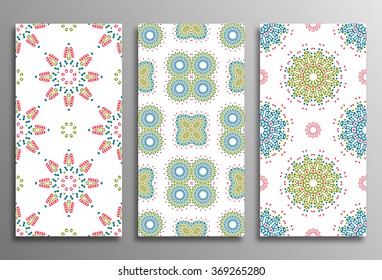 Set vintage universal different seamless eastern patterns (tiling). Endless texture can be used for wallpaper, web page background, surface clothes, scrapbooking, cardmaking. Retro geometric ornament.