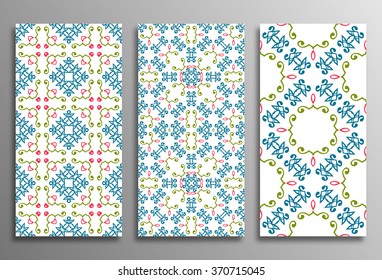 Set vintage universal different seamless eastern patterns (tiling). Endless texture can be used for wallpaper, web page background, surface clothes, scrapbooking, cardmaking. Retro geometric ornament.