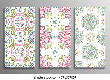 Set vintage universal different seamless eastern patterns (tiling). Endless texture can be used for wallpaper, web page background, surface clothes, scrapbooking, cardmaking. Retro geometric ornament.
