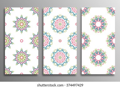 Set vintage universal different seamless eastern patterns (tiling). Endless texture can be used for wallpaper, web page background, surface clothes, scrapbooking, cardmaking. Retro geometric ornament.