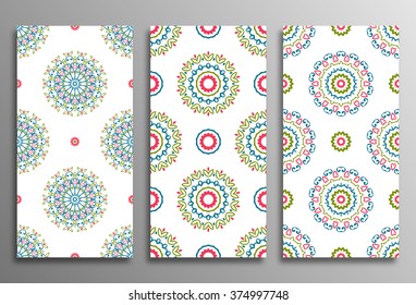 Set vintage universal different seamless eastern patterns (tiling). Endless texture can be used for wallpaper, web page background, surface clothes, scrapbooking, cardmaking. Retro geometric ornament.