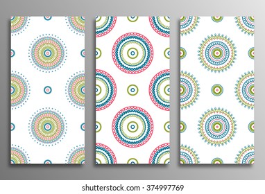 Set vintage universal different seamless eastern patterns (tiling). Endless texture can be used for wallpaper, web page background, surface clothes, scrapbooking, cardmaking. Retro geometric ornament.