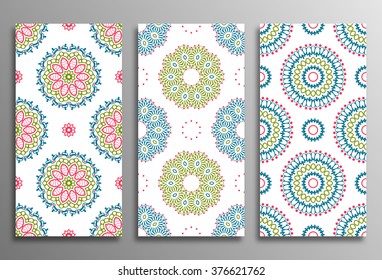 Set vintage universal different seamless eastern patterns (tiling). Endless texture can be used for wallpaper, web page background, surface clothes, scrapbooking, cardmaking. Retro geometric ornament.