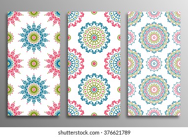 Set vintage universal different seamless eastern patterns (tiling). Endless texture can be used for wallpaper, web page background, surface clothes, scrapbooking, cardmaking. Retro geometric ornament.