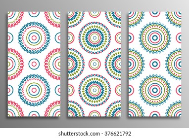 Set vintage universal different seamless eastern patterns (tiling). Endless texture can be used for wallpaper, web page background, surface clothes, scrapbooking, cardmaking. Retro geometric ornament.