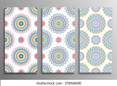 Set vintage universal different seamless eastern patterns (tiling). Endless texture can be used for wallpaper, web page background, surface clothes, scrapbooking, cardmaking. Retro geometric ornament.
