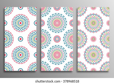 Set vintage universal different seamless eastern patterns (tiling). Endless texture can be used for wallpaper, web page background, surface clothes, scrapbooking, cardmaking. Retro geometric ornament.