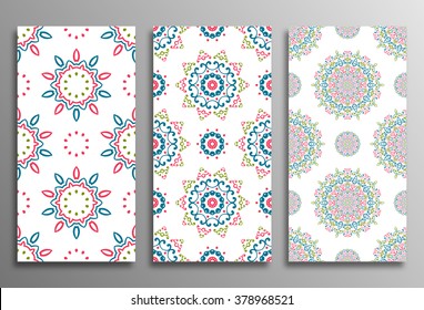 Set vintage universal different seamless eastern patterns (tiling). Endless texture can be used for wallpaper, web page background, surface clothes, scrapbooking, cardmaking. Retro geometric ornament.