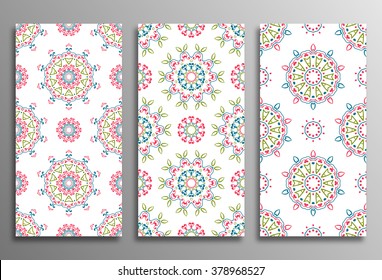 Set vintage universal different seamless eastern patterns (tiling). Endless texture can be used for wallpaper, web page background, surface clothes, scrapbooking, cardmaking. Retro geometric ornament.