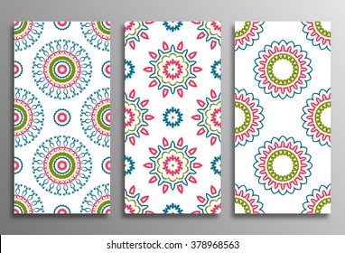 Set vintage universal different seamless eastern patterns (tiling). Endless texture can be used for wallpaper, web page background, surface clothes, scrapbooking, cardmaking. Retro geometric ornament.