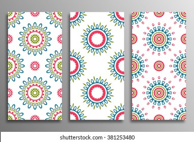 Set vintage universal different seamless eastern patterns (tiling). Endless texture can be used for wallpaper, web page background, surface clothes, scrapbooking, cardmaking. Retro geometric ornament.