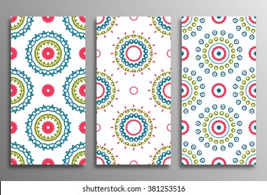 Set vintage universal different seamless eastern patterns (tiling). Endless texture can be used for wallpaper, web page background, surface clothes, scrapbooking, cardmaking. Retro geometric ornament.