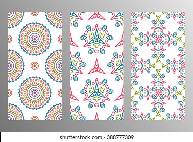 Set vintage universal different seamless eastern patterns (tiling). Endless texture can be used for wallpaper, web page background, surface clothes, scrapbooking, cardmaking. Retro geometric ornament.