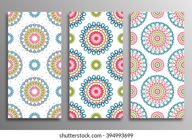 Set vintage universal different seamless eastern patterns (tiling). Endless texture can be used for wallpaper, web page background, surface clothes, scrapbooking, cardmaking. Retro geometric ornament.