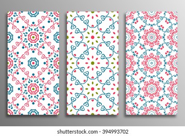 Set vintage universal different seamless eastern patterns (tiling). Endless texture can be used for wallpaper, web page background, surface clothes, scrapbooking, cardmaking. Retro geometric ornament.