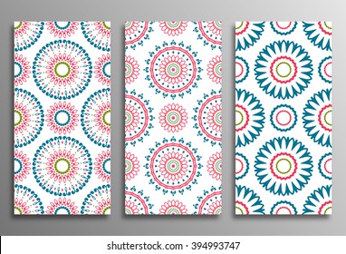 Set vintage universal different seamless eastern patterns (tiling). Endless texture can be used for wallpaper, web page background, surface clothes, scrapbooking, cardmaking. Retro geometric ornament.