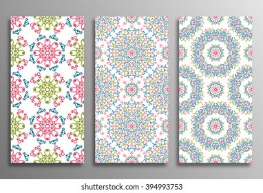 Set vintage universal different seamless eastern patterns (tiling). Endless texture can be used for wallpaper, web page background, surface clothes, scrapbooking, cardmaking. Retro geometric ornament.