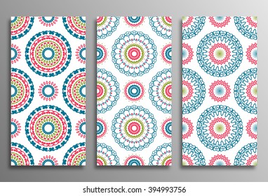 Set vintage universal different seamless eastern patterns (tiling). Endless texture can be used for wallpaper, web page background, surface clothes, scrapbooking, cardmaking. Retro geometric ornament.