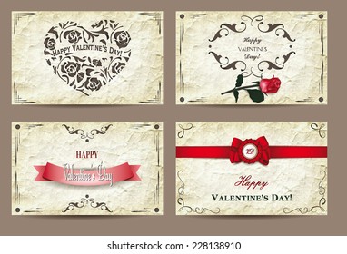 Set of vintage valentine's cards