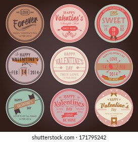 Set of vintage Valentine's day labels