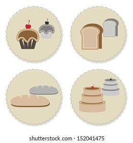 Set of vintage variety bakery badges, stock vector