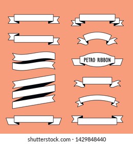 Set of vintage various ribbons for inscriptions in linear style. flat vector illustration isolated