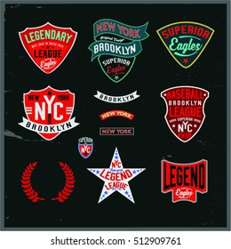 Set of Vintage Varsity graphics - badges,  labels and Emblem .