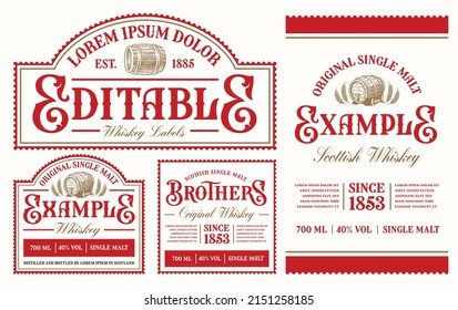 A set of Vintage vector alcohol labels, these templates can be used as whiskey labels, beer labels or many other drinks