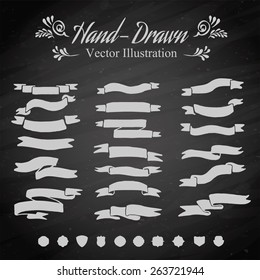  Set of vintage vector badge shapes. Frame, invitations, ribbons, decorations and floral elements