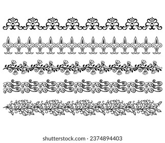 Set of vintage vector borders