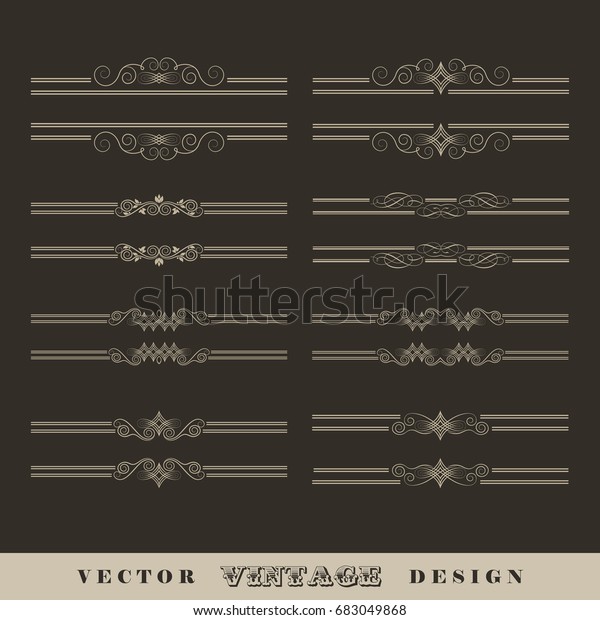 Set of vintage vector calligraphic linear divider
and border
