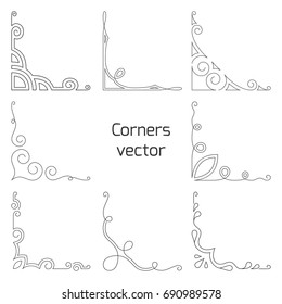 Set of vintage vector corners isolated on white background